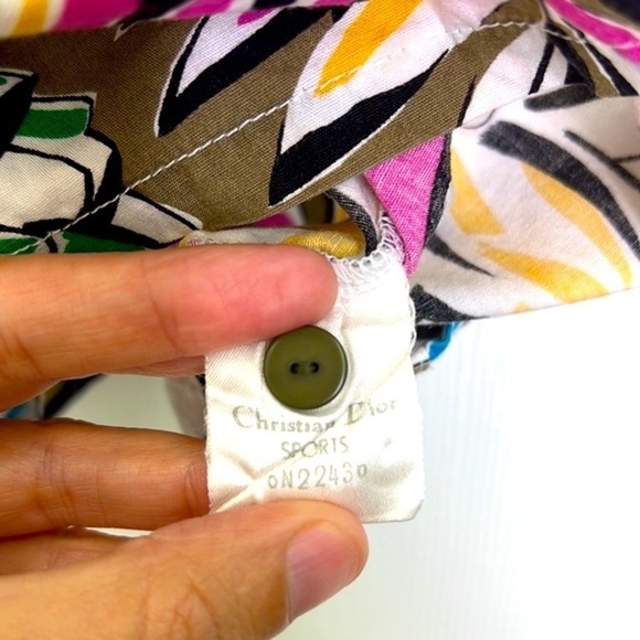 Christian Dior Sport -Colorful Floral Pattern Cutout 3 Button Short Sleeve Top S - Picture 12 of 13